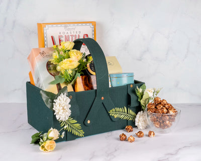 GREEN STRIPER Centre Handle Basket