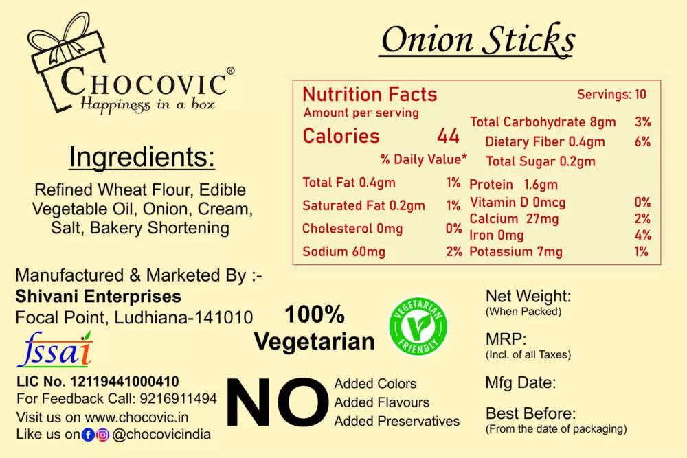 Onion Sticks 200 g &#8211; Chocovic